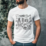 Das Abenteuer wartet - T-Shirt mit unverzichtbarer Ausrüstung für Fotografen