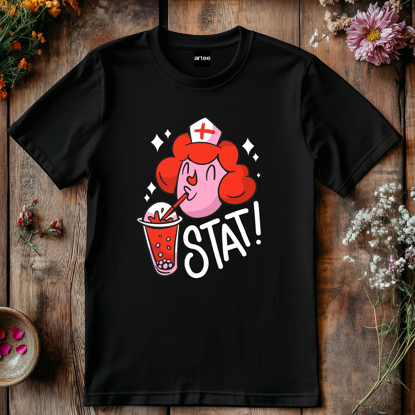 Funny Nurse Shirt, Boba Tea Lover Tee, Bubble Tea Gift T-Shirt for Nurses, Cute Medical Worker Tee, Nursing Life Shirt