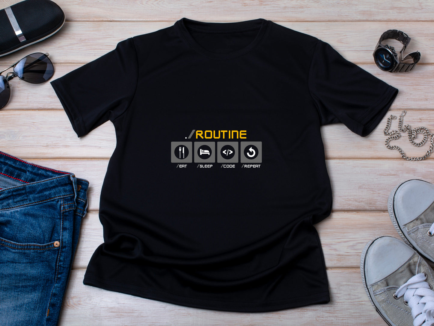 Developer Routine Shirt, Eat Sleep Code Repeat Tee, Funny Programmer T-Shirt, Software Engineer Gift, Coding Unisex Shirt