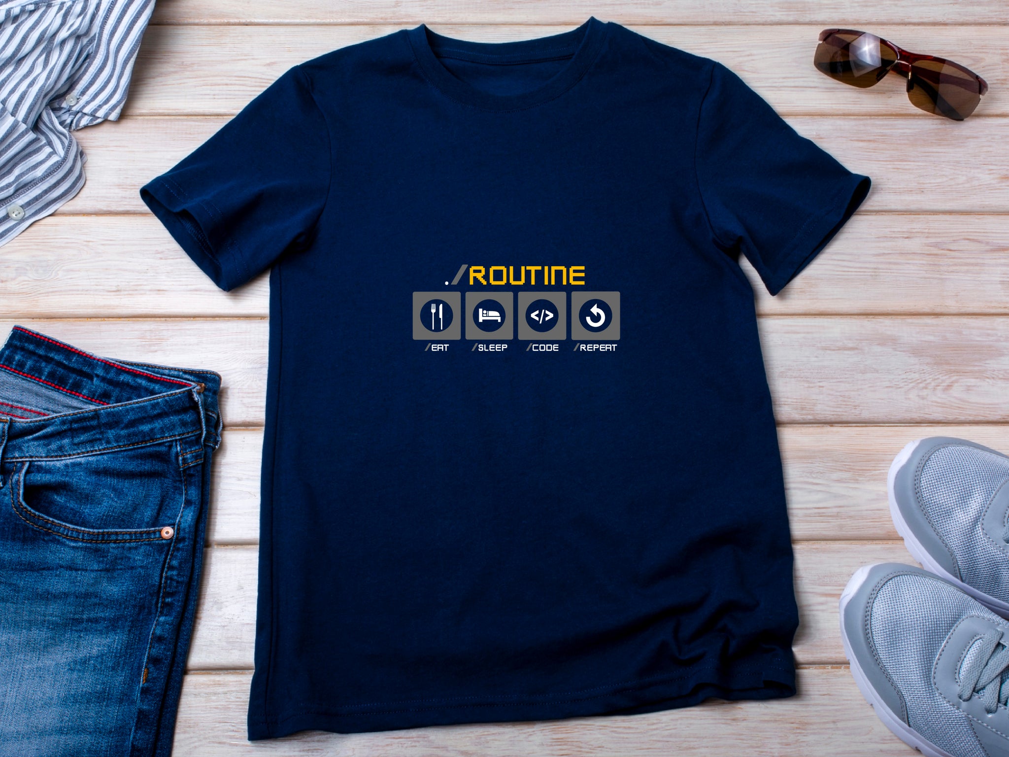 Developer Routine Shirt, Eat Sleep Code Repeat Tee, Funny Programmer T-Shirt, Software Engineer Gift, Coding Unisex Shirt