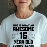 This is What an Awesome 16 Year Old Looks Like – Kids Tee Cotton - Boys Girls Birthday T-Shirt, Perfect Gift