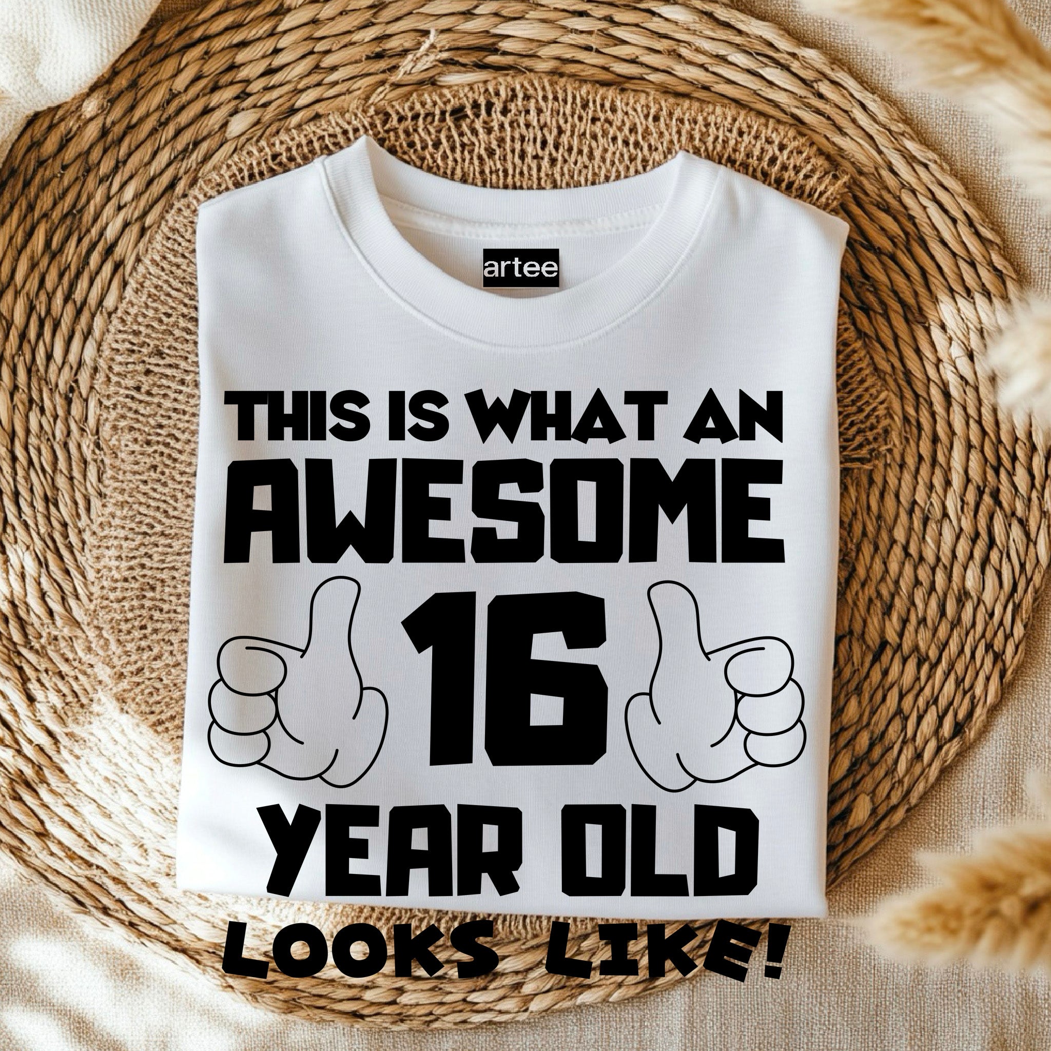 This is What an Awesome 16 Year Old Looks Like – Kids Tee Cotton - Boys Girls Birthday T-Shirt, Perfect Gift