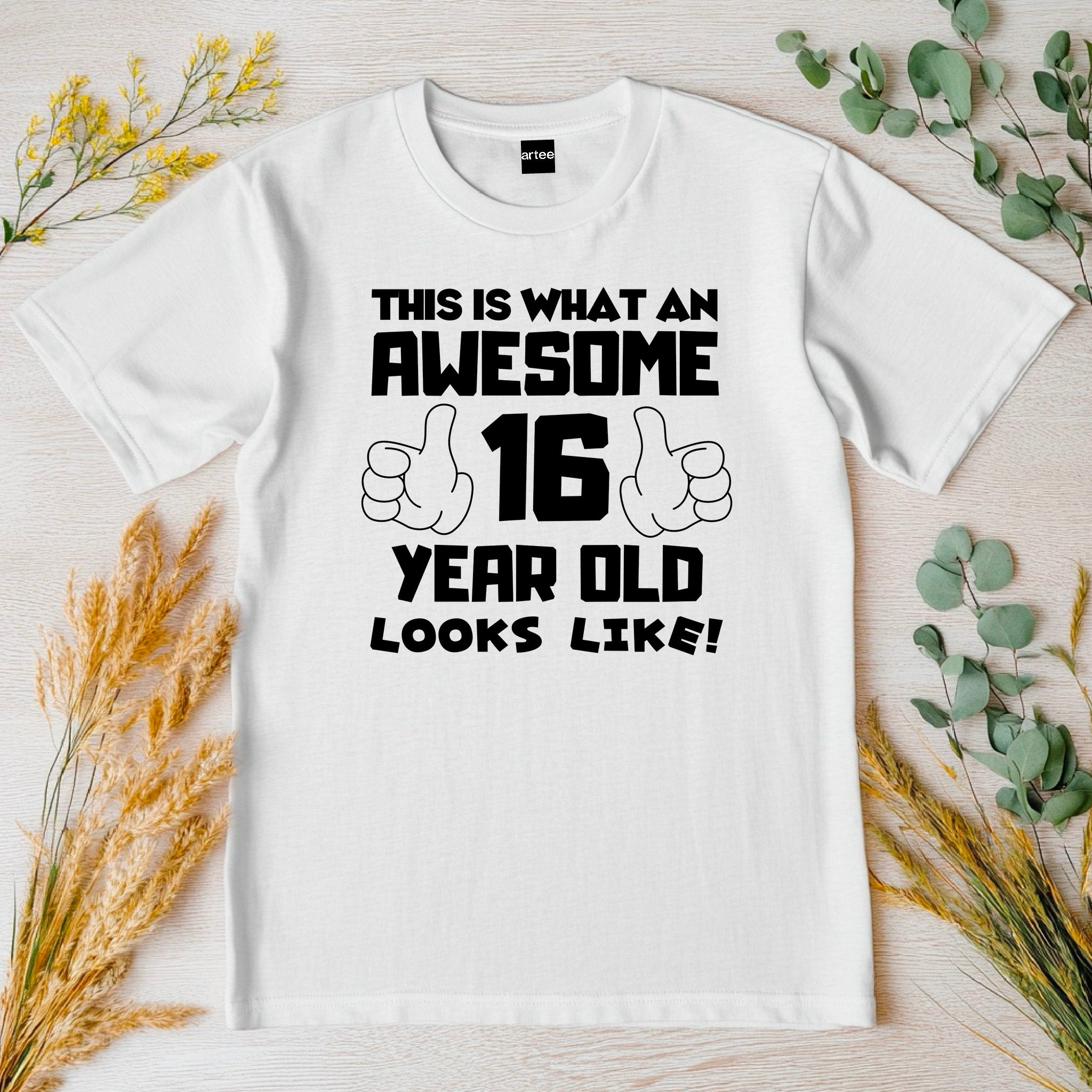 This is What an Awesome 16 Year Old Looks Like – Kids Tee Cotton - Boys Girls Birthday T-Shirt, Perfect Gift