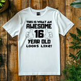 This is What an Awesome 16 Year Old Looks Like – Kids Tee Cotton - Boys Girls Birthday T-Shirt, Perfect Gift