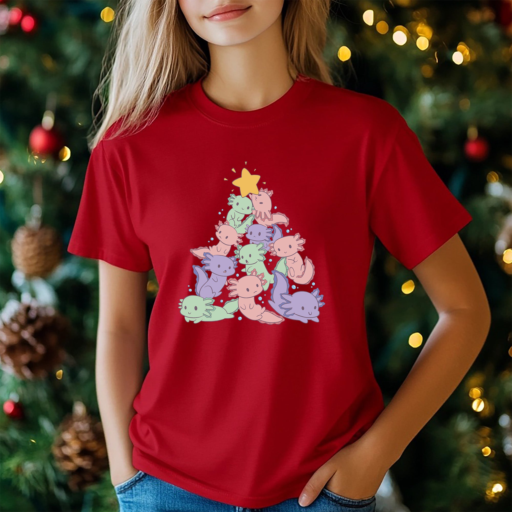 Christmas-Themed Green and White Hoodie with Holiday Tree Design