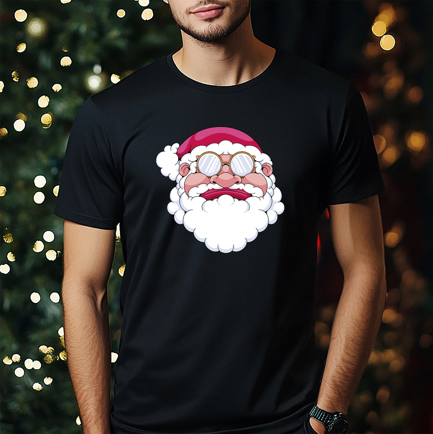 Stylisches T-Shirt mit Bart-Grafik für Herren – trendiges Freizeitoberteil