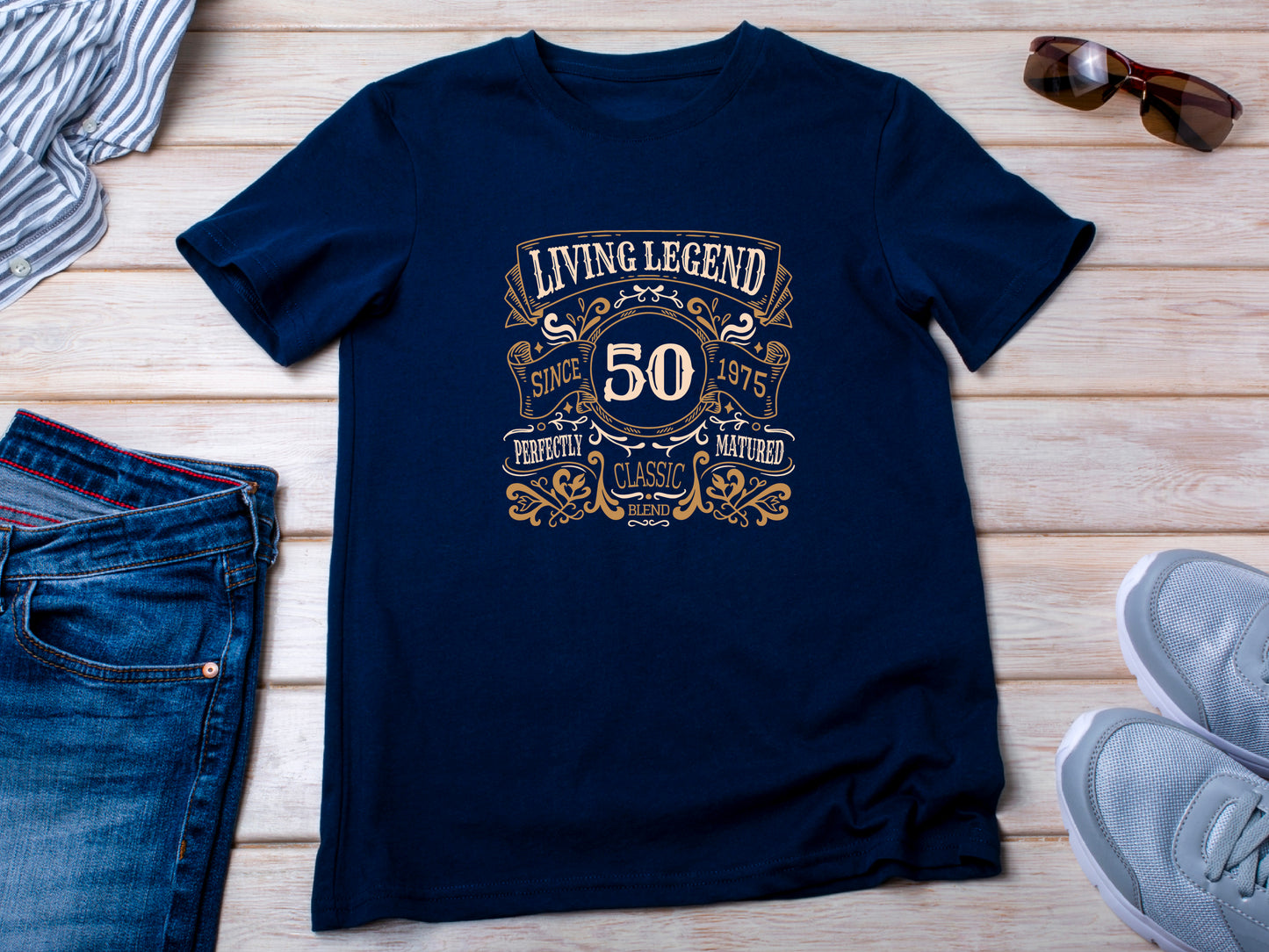 Living Legend 1975 - 50th Birthday T-Shirt, Perfectly Matured Classic Blend, Funny 50th Gift for Dad, 50th Gifts for Men, 50th T-Shirt