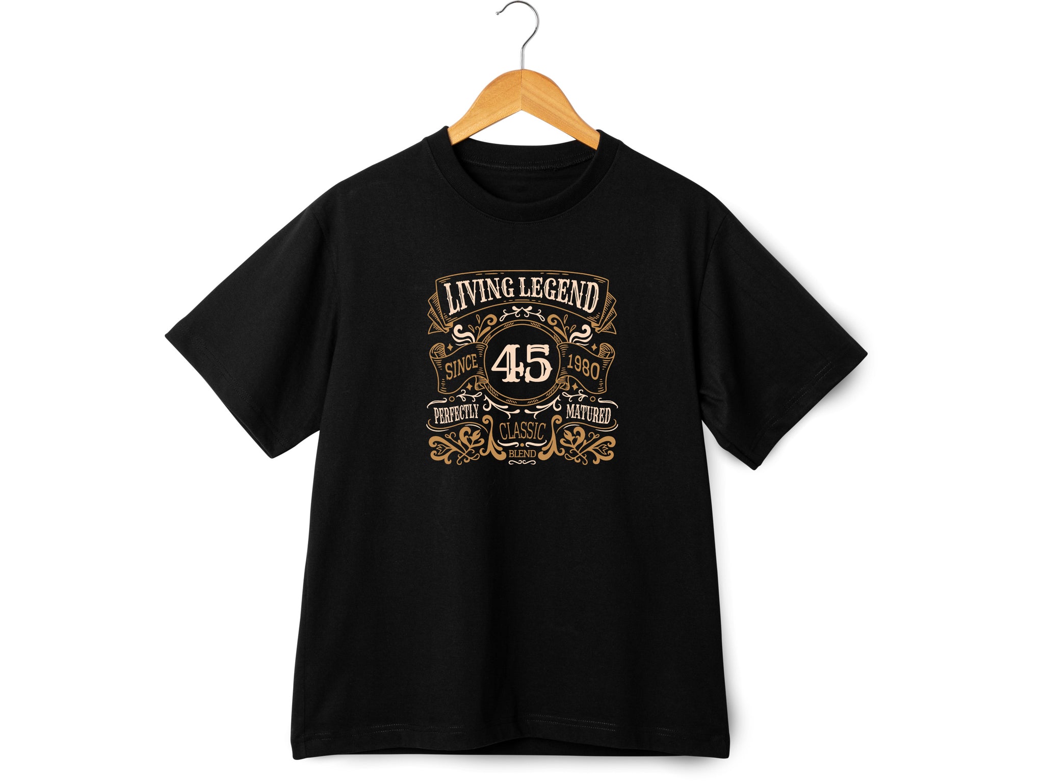 Living Legend 1980 - 45th Birthday T-Shirt, Perfectly Matured Classic Blend, Funny 45th Gift for Dad, 45th Gifts for Men, 45th T-Shirt