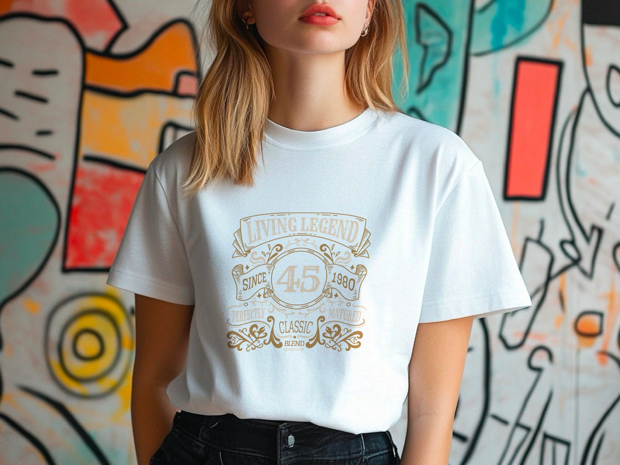 Living Legend 1980 - 45th Birthday T-Shirt, Perfectly Matured Classic Blend, Funny 45th Gift for Dad, 45th Gifts for Men, 45th T-Shirt