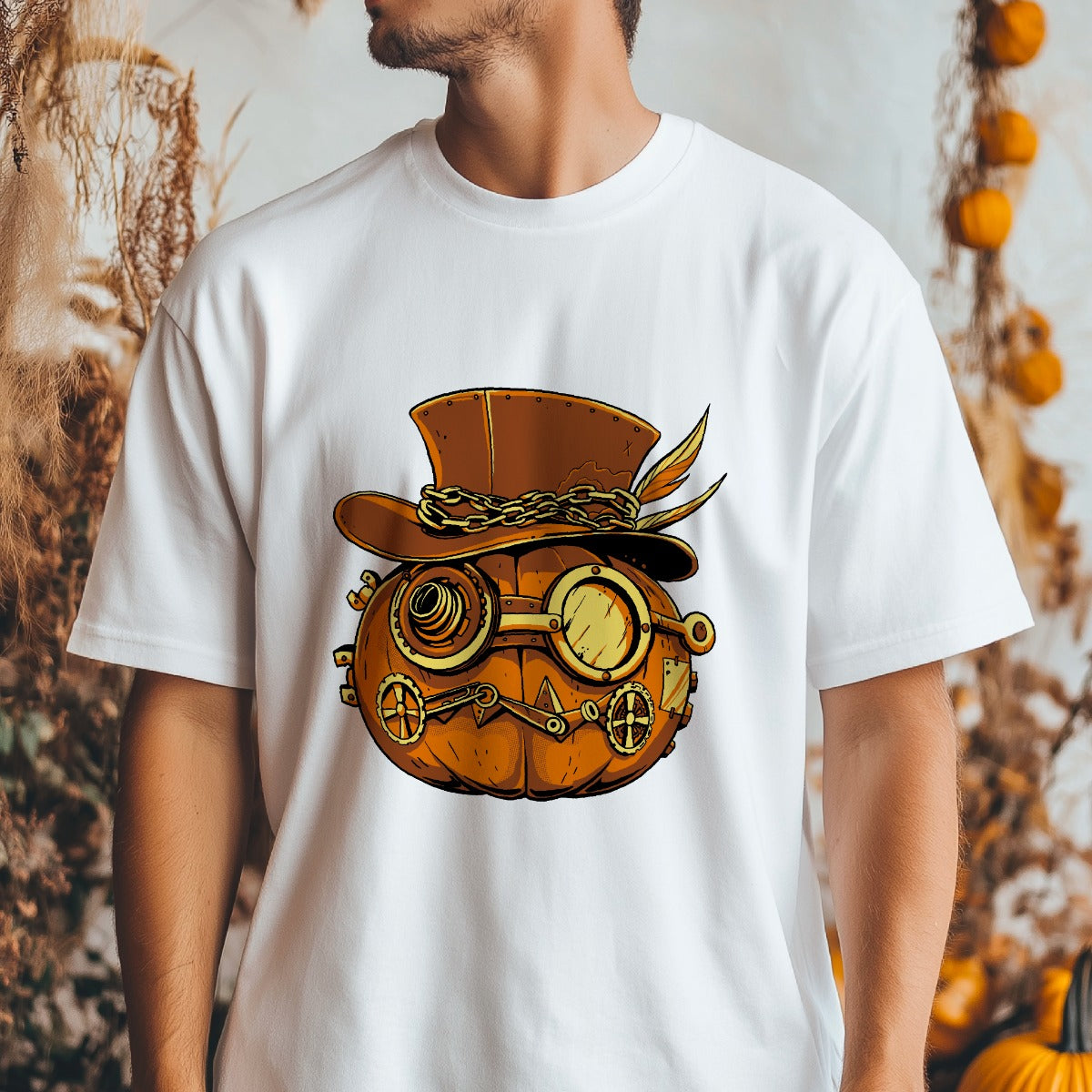 Steampunk Pumpkin Halloween Organic Cotton T-Shirt