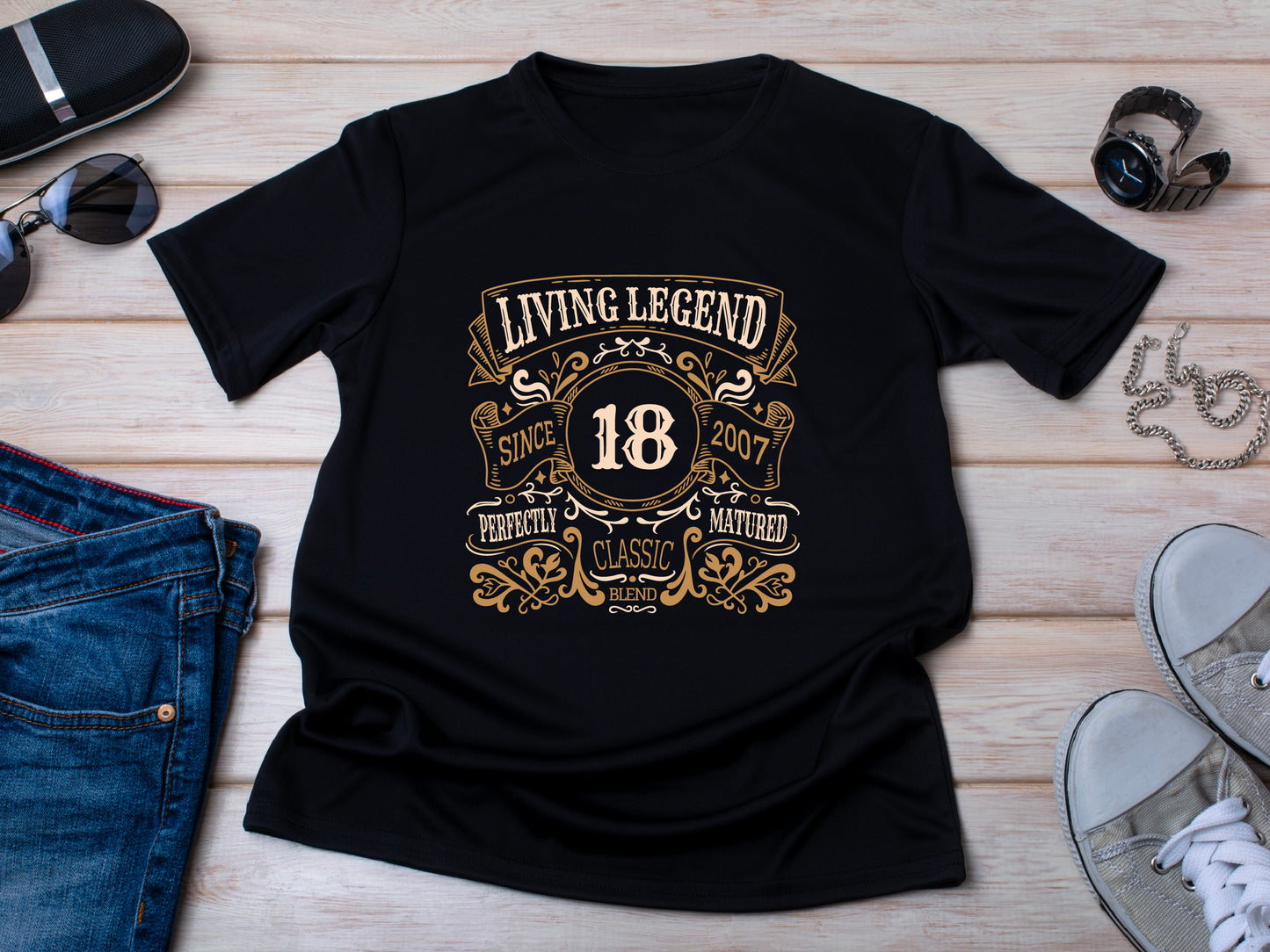 2007 18th Birthday T-Shirt, Living Legend, Perfectly Matured Classic Blend, Funny 18th Gift for Him, 18th Gifts for Men
