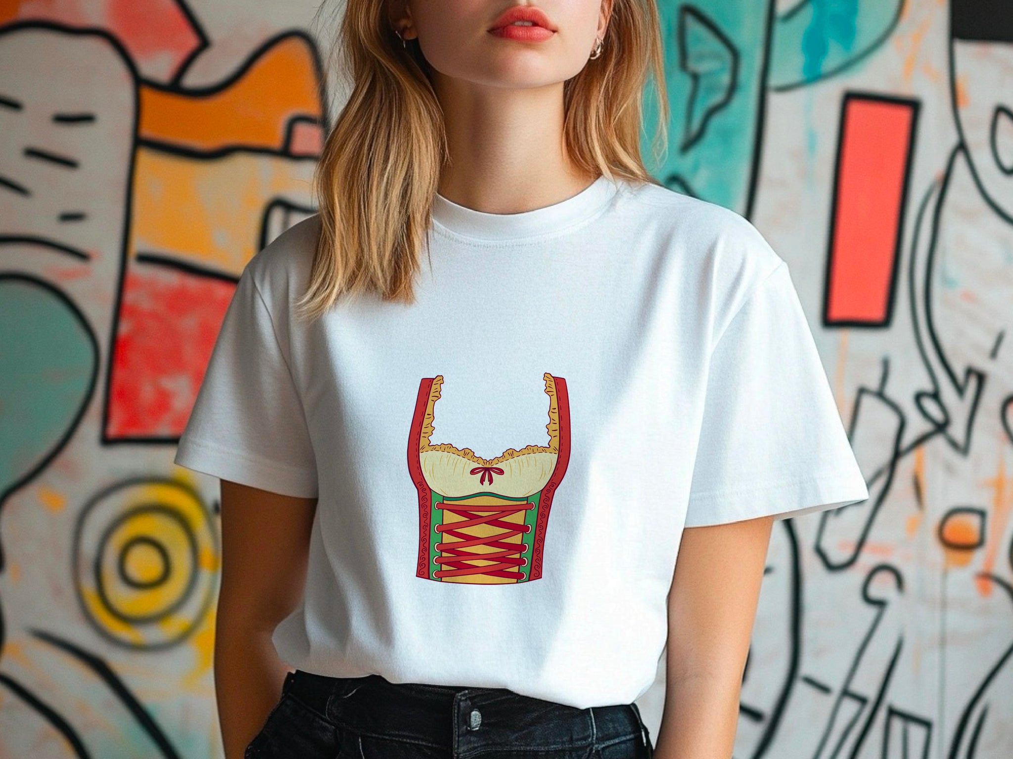 Oktoberfest Woman Costume T-Shirt, Bavarian Dirndl Style Tee, German Beer Festival Shirt, Funny Prost Shirt, Munich Party Outfit