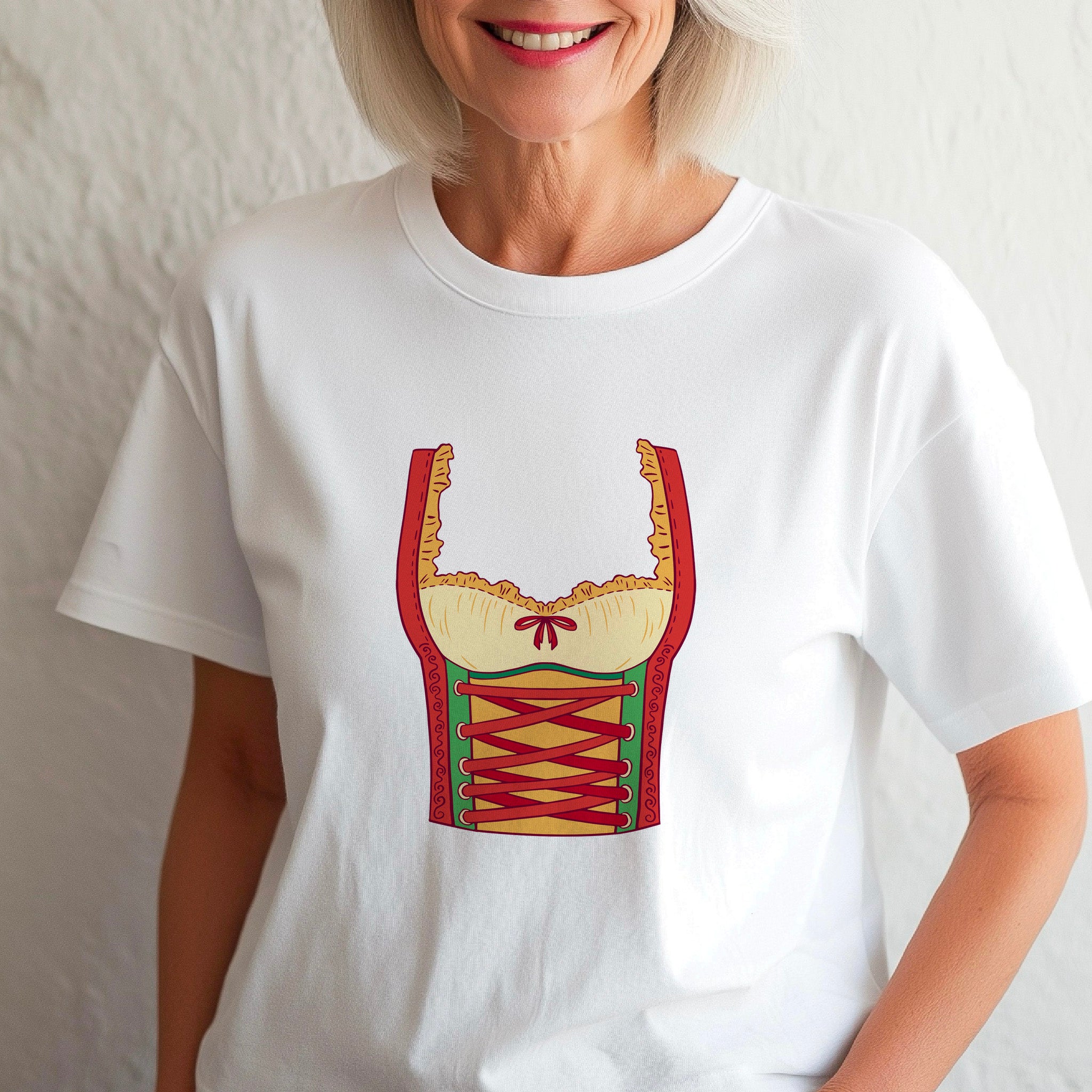 Oktoberfest Woman Costume T-Shirt, Bavarian Dirndl Style Tee, German Beer Festival Shirt, Funny Prost Shirt, Munich Party Outfit