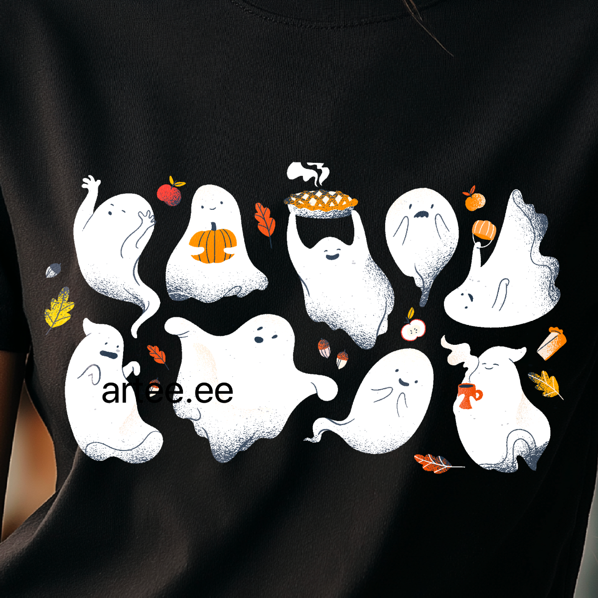 Cute Halloween Ghosts Graphic Organic Cotton T-Shirt