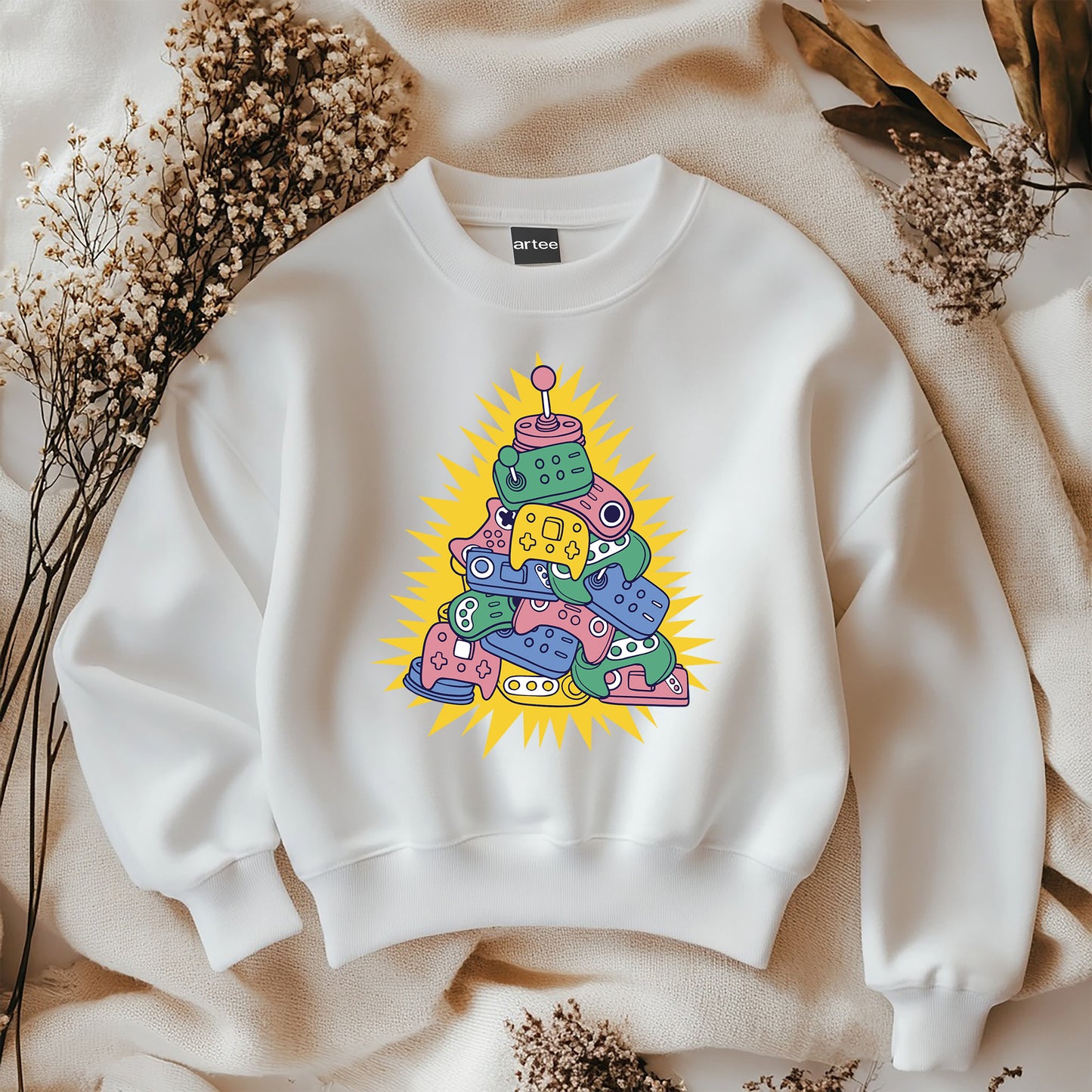 Festlicher Weihnachtsbaum Joystick Weißes Weihnachtssweatshirt