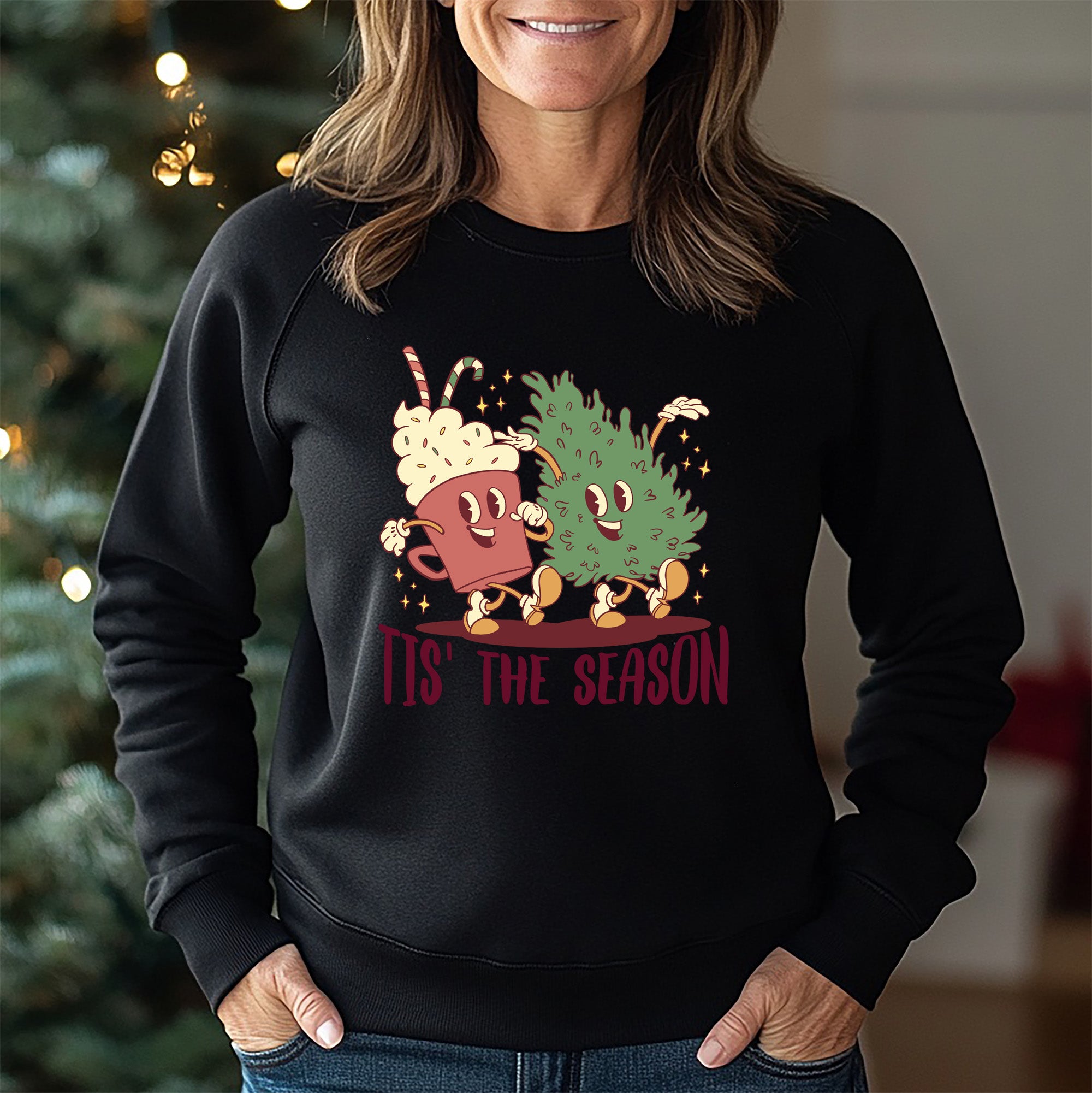 Vintage Christmas Black Sweatshirt - Festive Holiday Apparel
