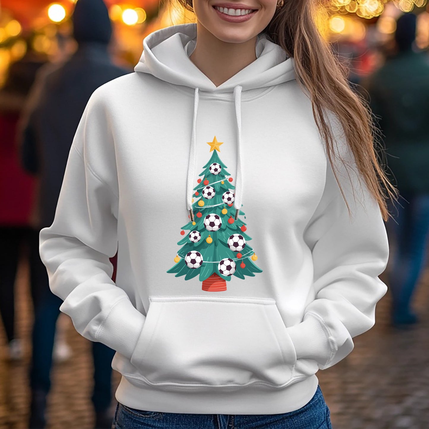 White Christmas Hoodie with Xmas Street Design