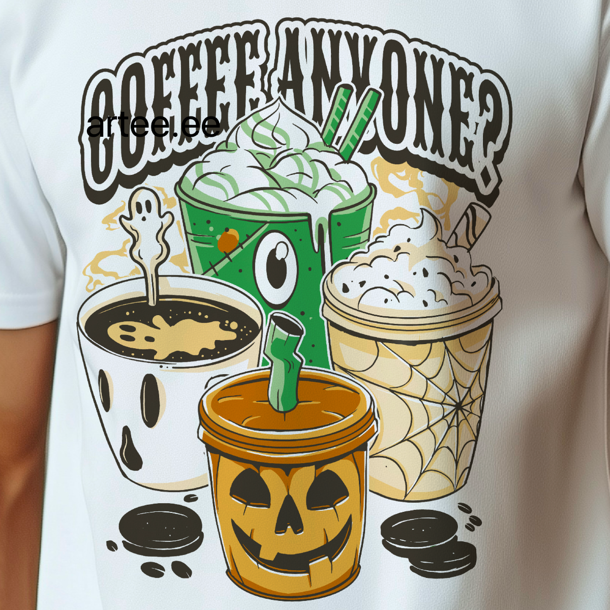 Coffee Anyone? Halloween-Themed Organic Cotton T-Shirt