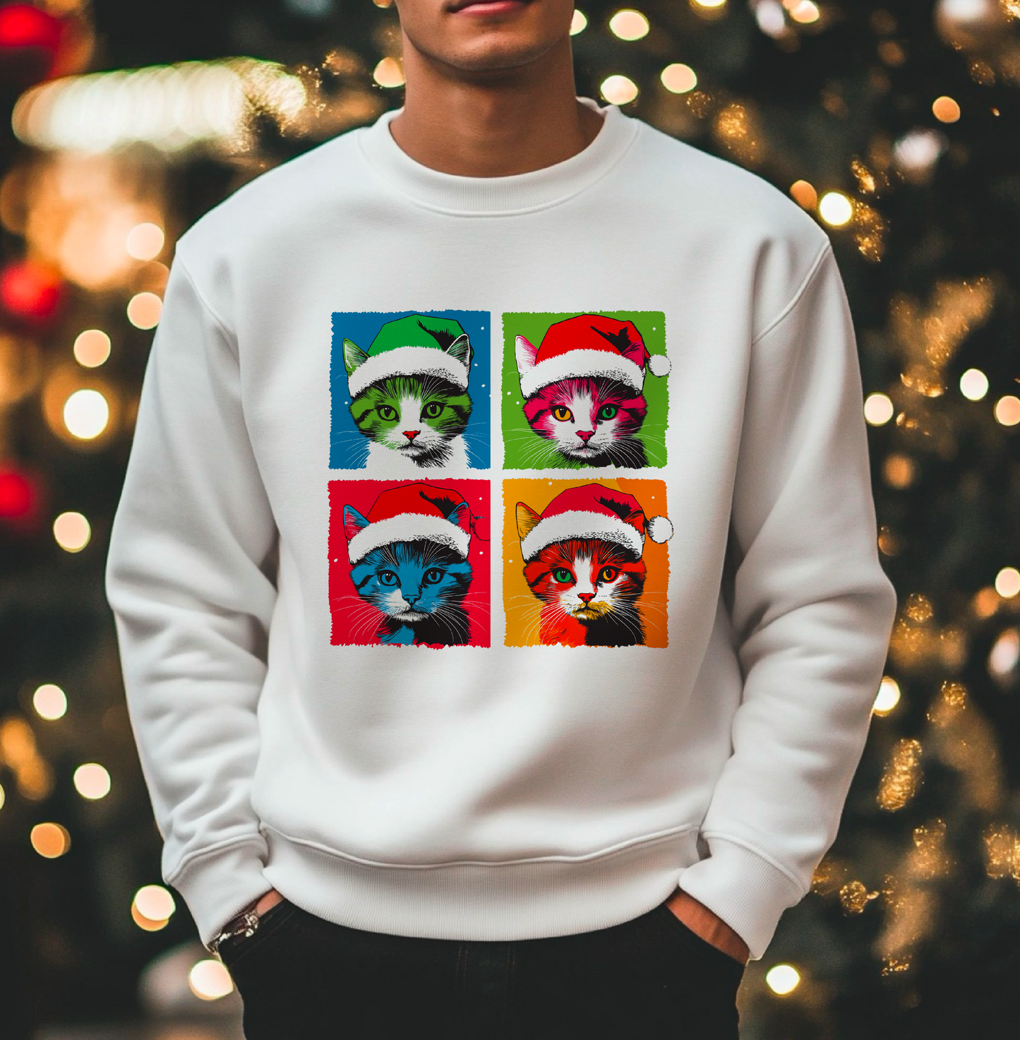 Andy Warhol Inspired Festive White Christmas Sweatshirt