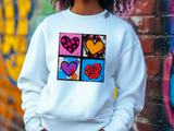 Andy Warhol Inspired Heart & Rose Pop Art Sweatshirt - Perfect Valentine Gift for Art Lovers