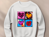 Andy Warhol Inspired Heart & Rose Pop Art Sweatshirt - Perfect Valentine Gift for Art Lovers