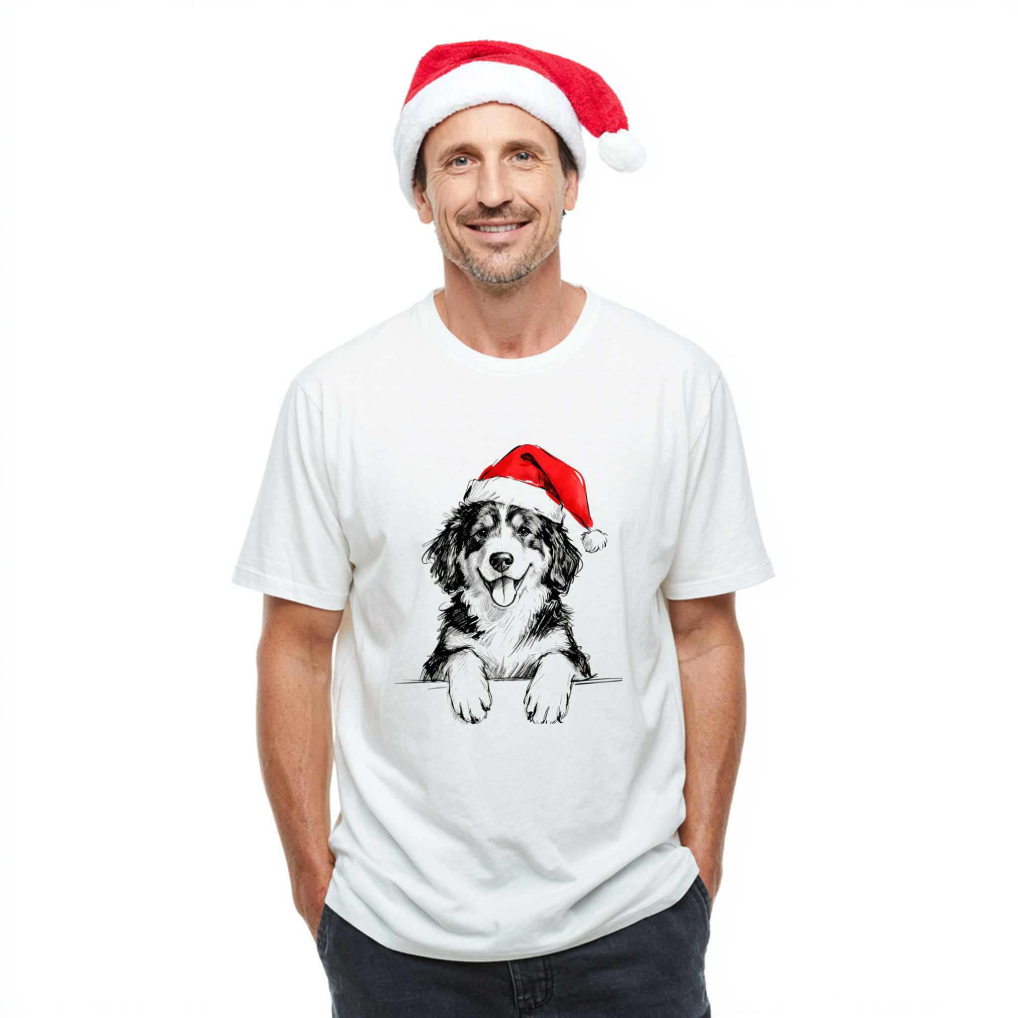 Bernese Mountain Dog Christmas T-Shirt – Festive Santa Dog Tee for Big Dog Lovers