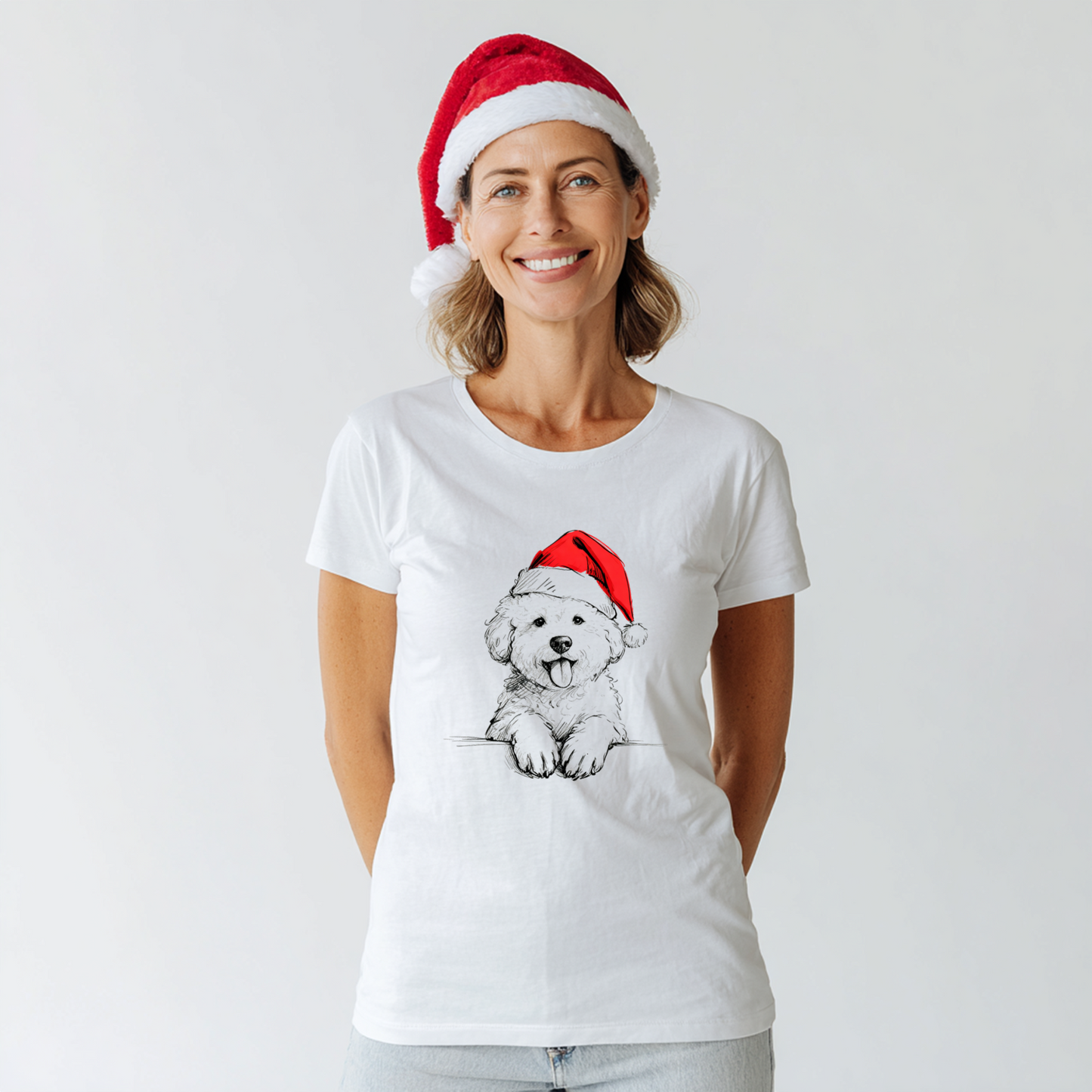 Bichon Frise Christmas T-Shirt – Cute Santa Dog Tee for Bichon Lovers