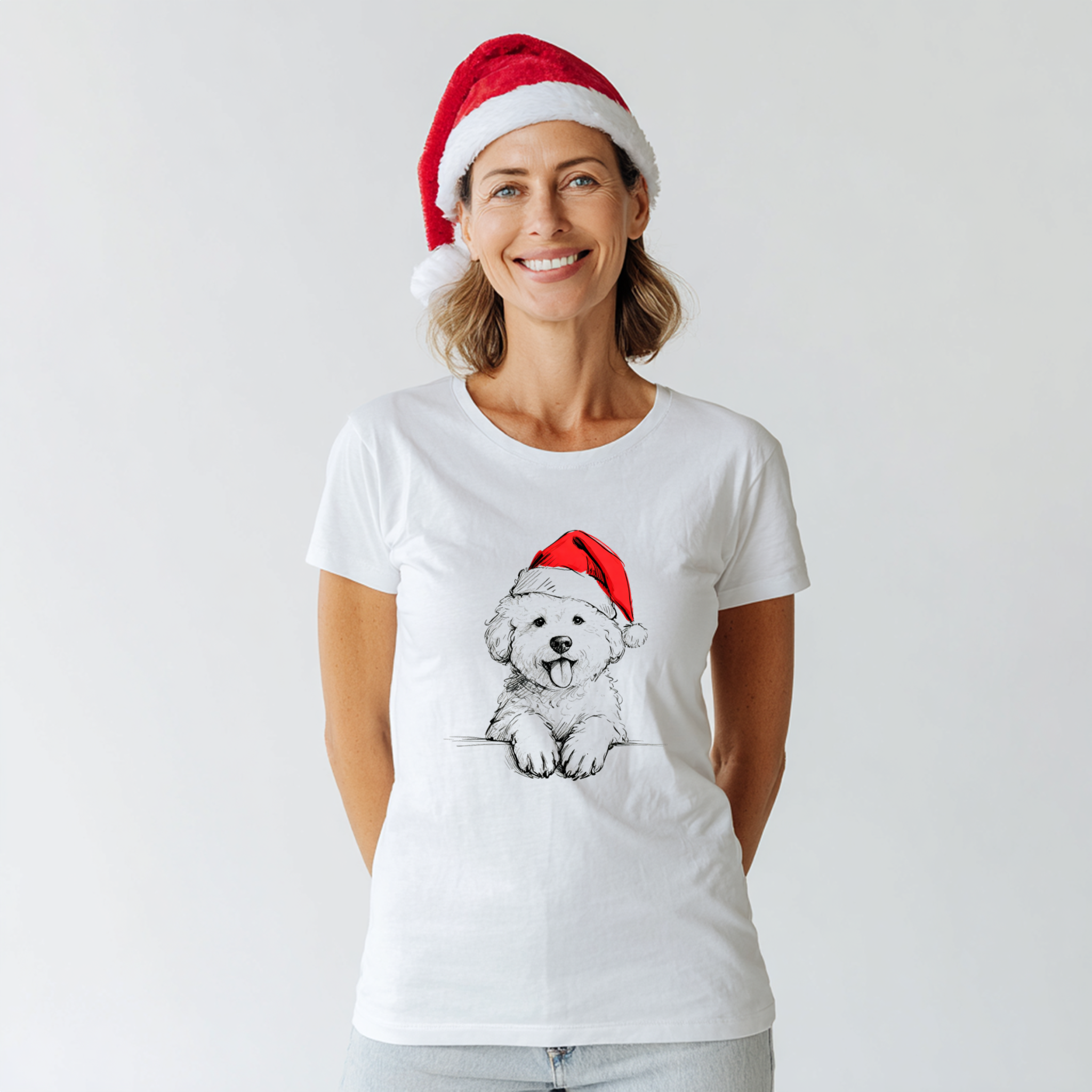 Bichon Frise Christmas T-Shirt – Cute Santa Dog Tee for Bichon Lovers