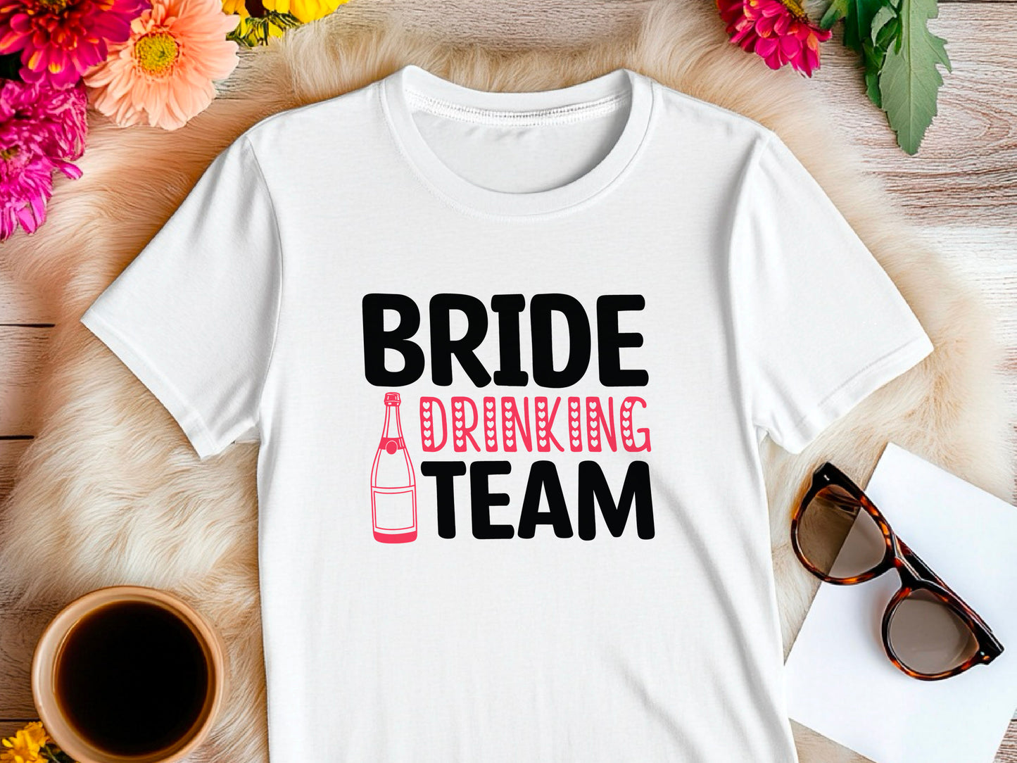Bride Drinking Team Shirt – Bachelorette Party Tee – Rosé All Day T-Shirt – Bridal Shower Outfit – Bridesmaid Matching Shirt