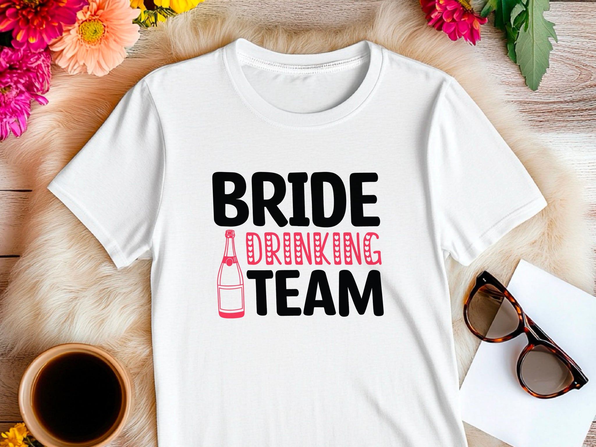 Bride Drinking Team Shirt – Bachelorette Party Tee – Rosé All Day T-Shirt – Bridal Shower Outfit – Bridesmaid Matching Shirt