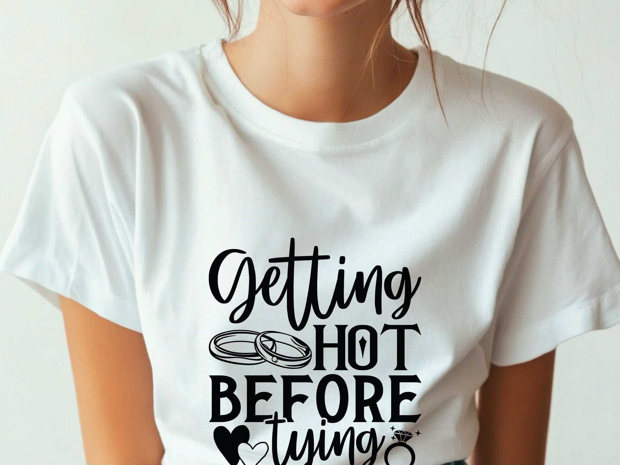 Bride Getting Hot Before Tying the Knot T-Shirt – Funny Bachelorette Party Tee – Bride Workout Shirt – Wedding Gym Outfit