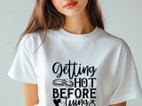 Bride Getting Hot Before Tying the Knot T-Shirt – Funny Bachelorette Party Tee – Bride Workout Shirt – Wedding Gym Outfit
