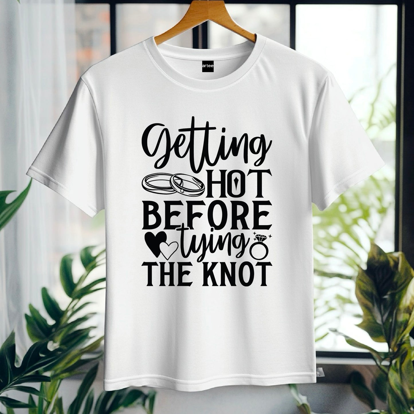 Bride Getting Hot Before Tying the Knot T-Shirt – Funny Bachelorette Party Tee – Bride Workout Shirt – Wedding Gym Outfit