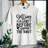 Bride Getting Hot Before Tying the Knot T-Shirt – Funny Bachelorette Party Tee – Bride Workout Shirt – Wedding Gym Outfit