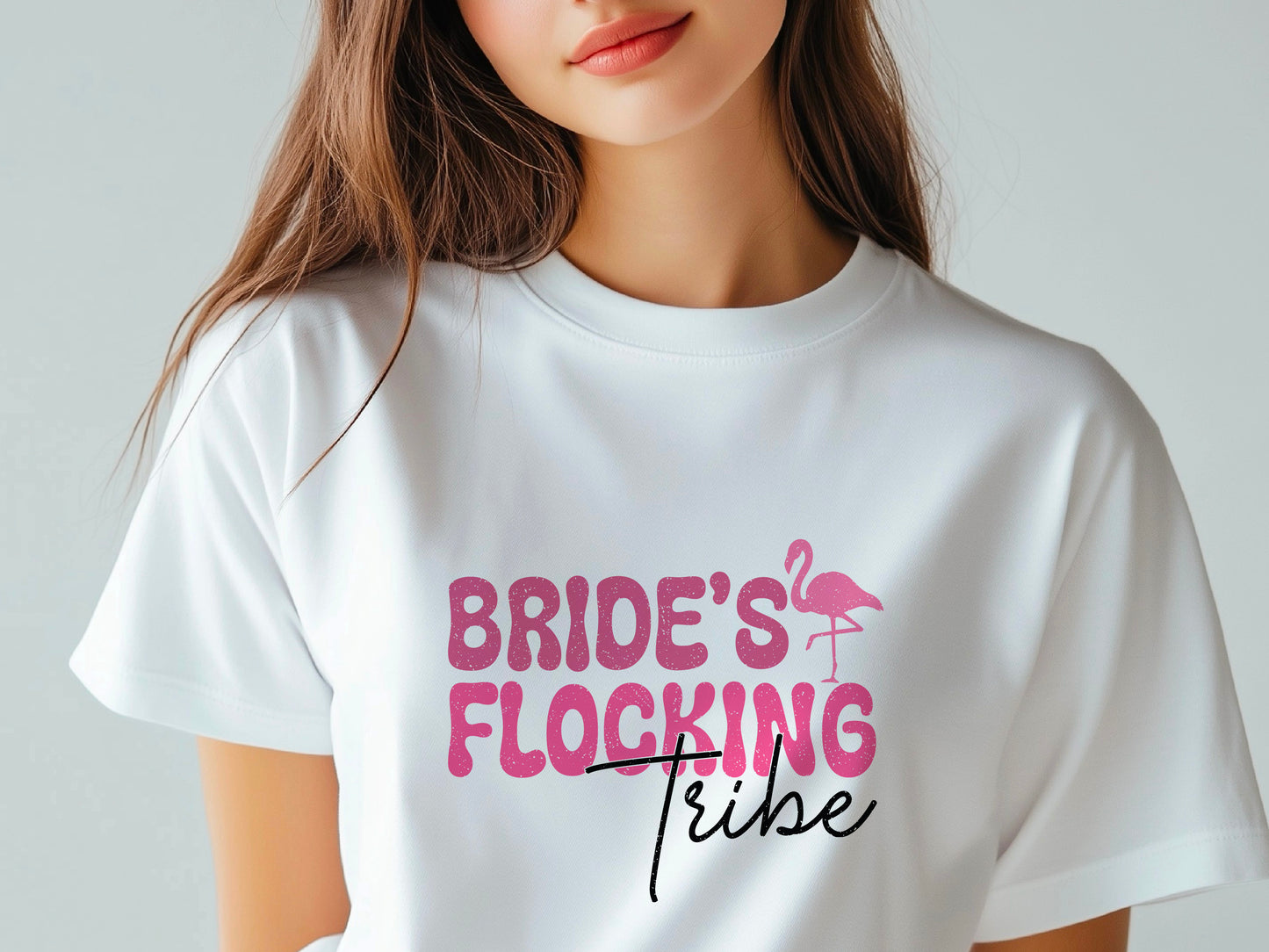 Bride’s Flocking Vibe Flamingo Shirt – Funny Bachelorette Party Tee – Team Bride Wedding Shirt