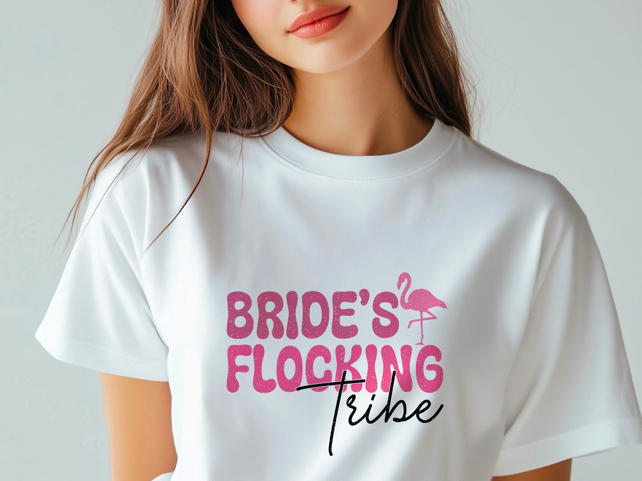 Bride’s Flocking Vibe Flamingo Shirt – Funny Bachelorette Party Tee – Team Bride Wedding Shirt
