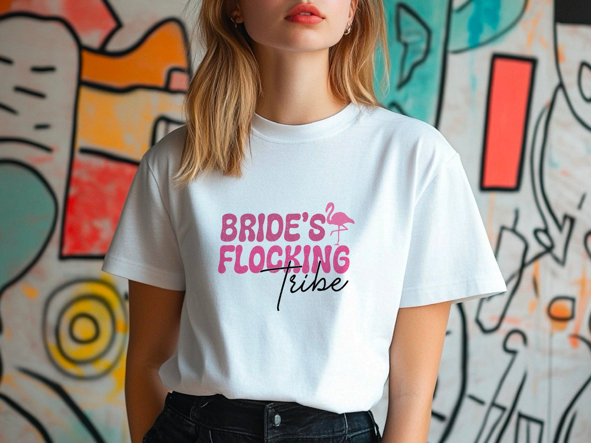 Bride’s Flocking Vibe Flamingo Shirt – Funny Bachelorette Party Tee – Team Bride Wedding Shirt