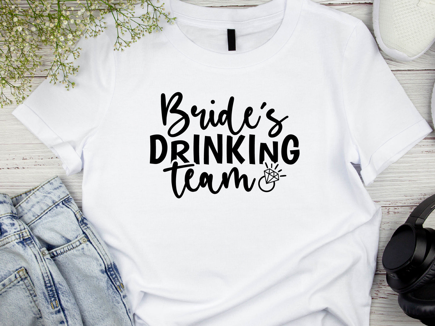Bride’s Drinking Team Shirt – Bachelorette Party T-Shirt – Bridal Party Matching Tee – Team Bride Outfit – Wedding Squad Shirt