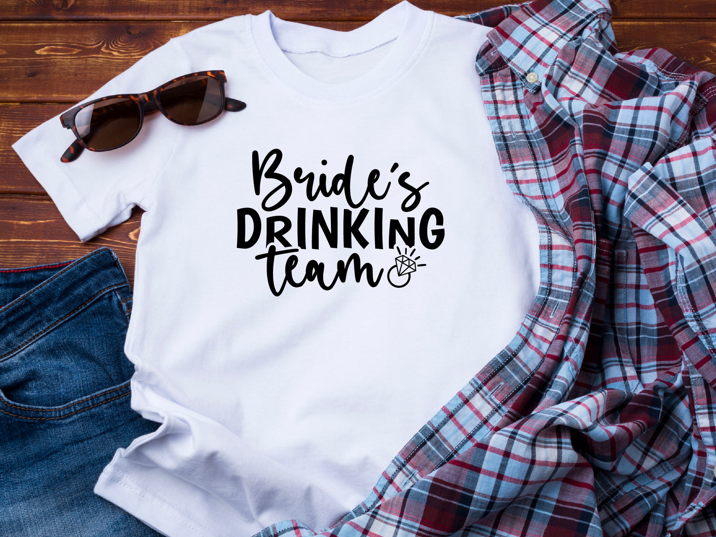Bride’s Drinking Team Shirt – Bachelorette Party T-Shirt – Bridal Party Matching Tee – Team Bride Outfit – Wedding Squad Shirt