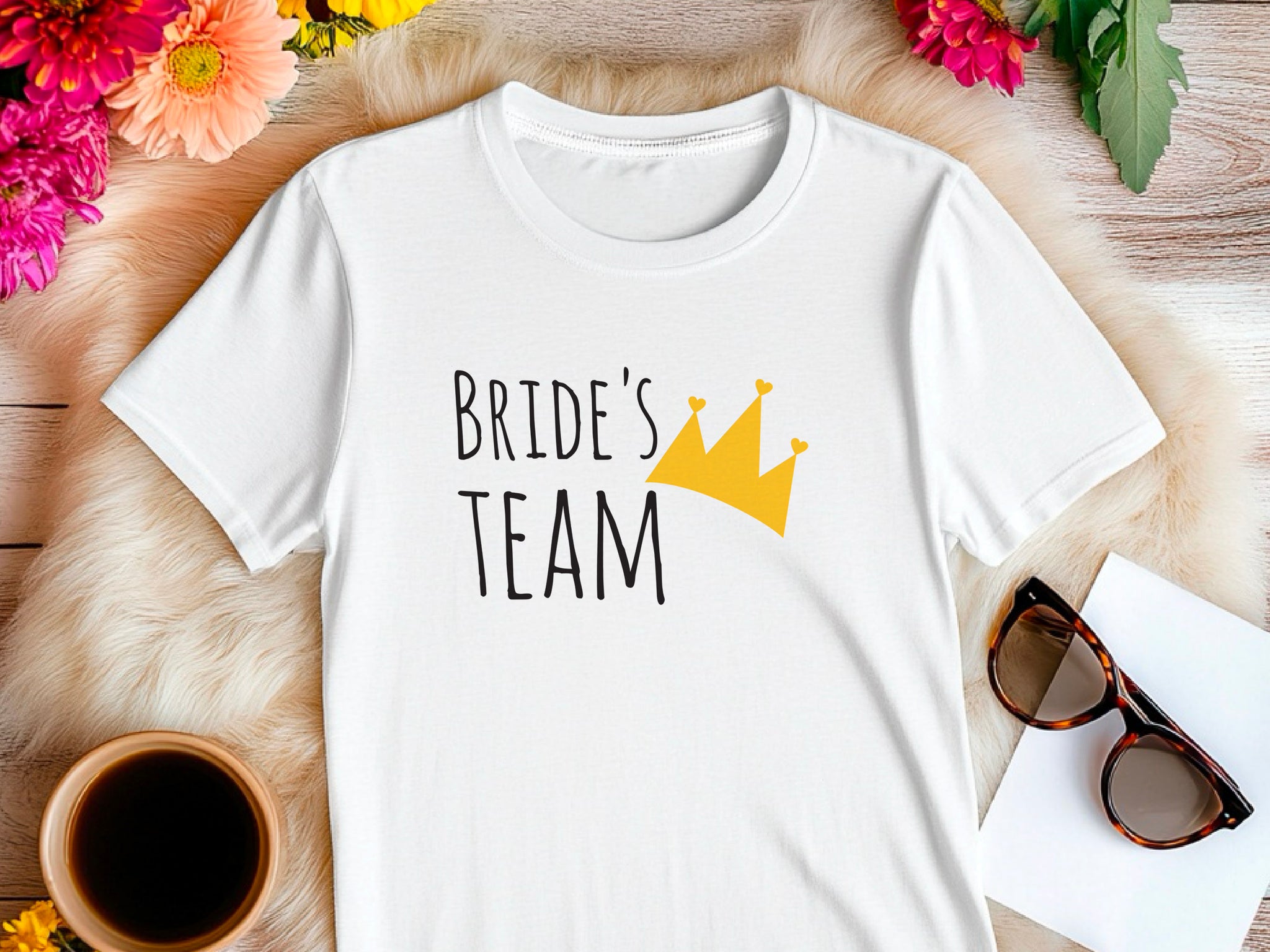 Team Bride Shirt with Crown – Bridesmaid Wedding Party T-Shirt – Matching Bachelorette Tee – Bride Squad Gift – Bridal Party Outfit