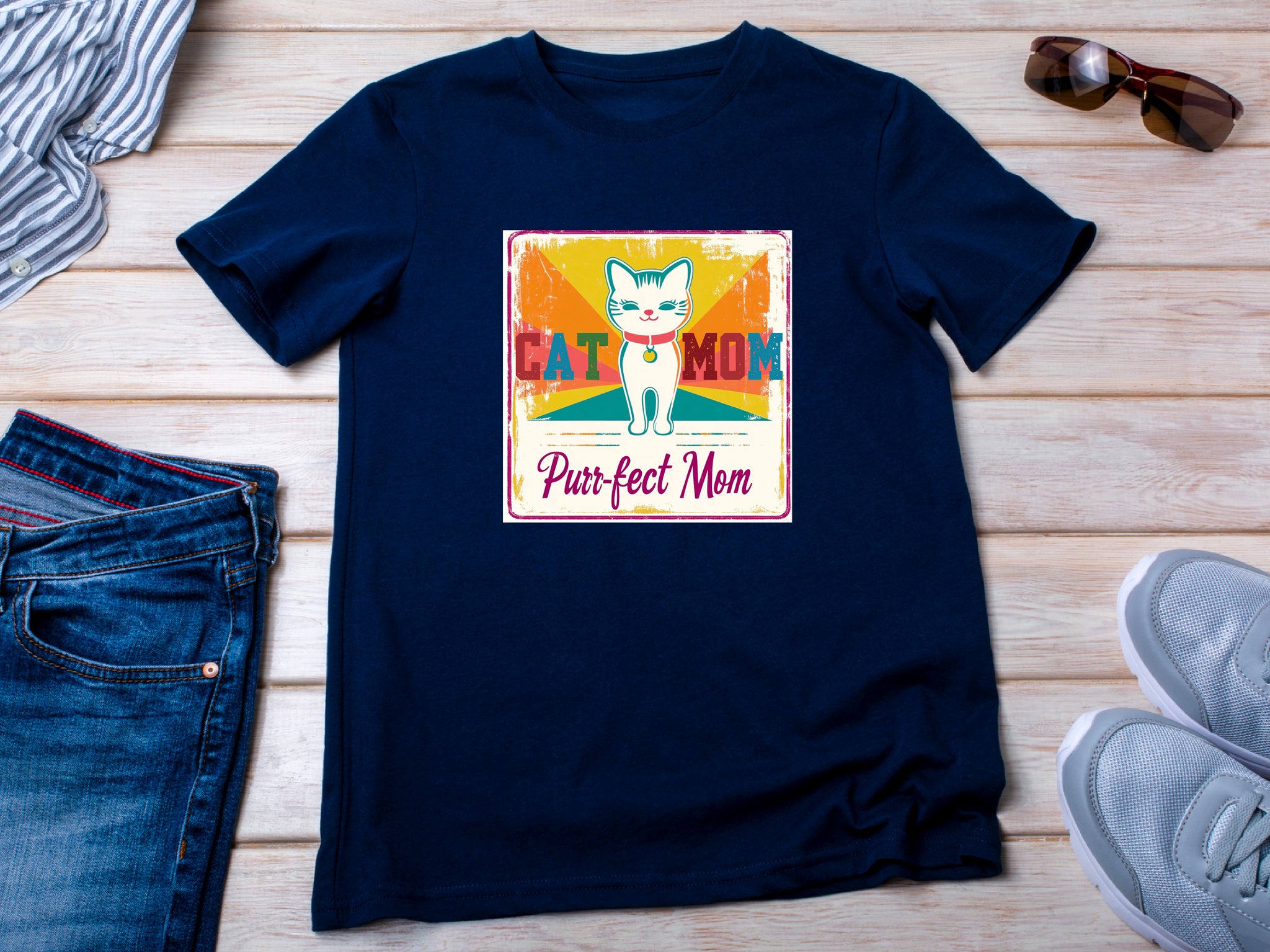 Cat Mom Purrfect Mom T-Shirt – Funny Cat Lover Shirt, Gift for Cat Moms, Cute Cat Mom Tee, Purrfect Mom Gift