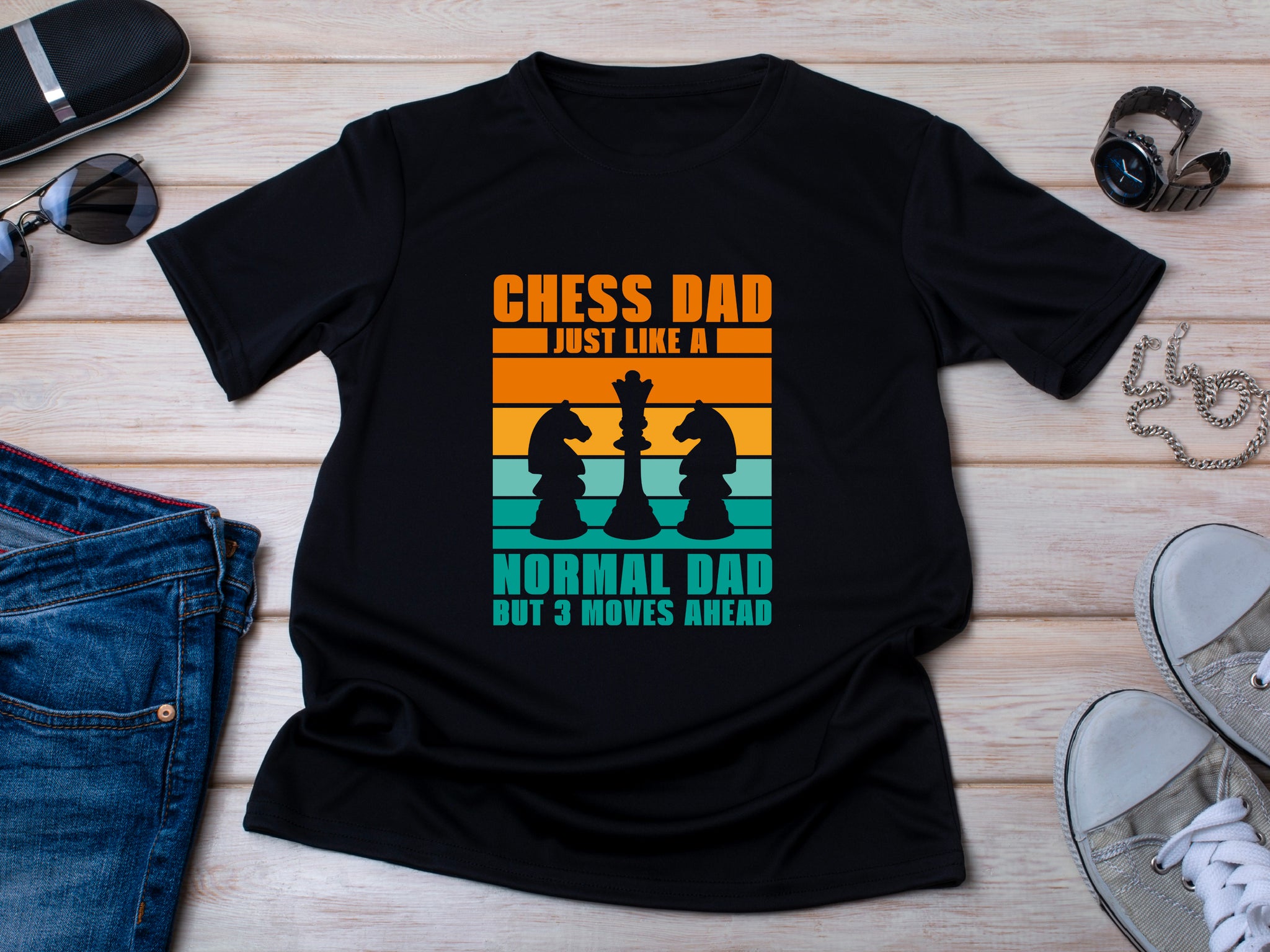 Chess Dad Just Like a Normal Dad But 3 Moves Ahead Shirt, Chess Lover Gift, Funny Dad T-Shirt, Chess Enthusiast Tee