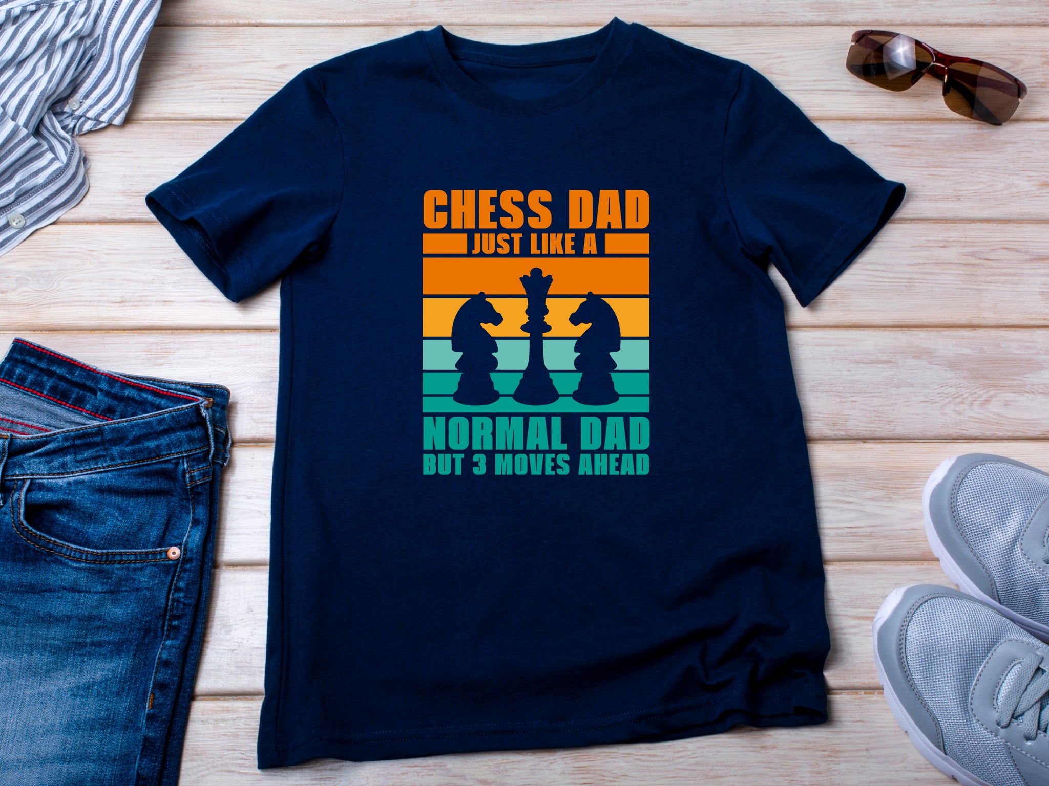 Chess Dad Just Like a Normal Dad But 3 Moves Ahead Shirt, Chess Lover Gift, Funny Dad T-Shirt, Chess Enthusiast Tee