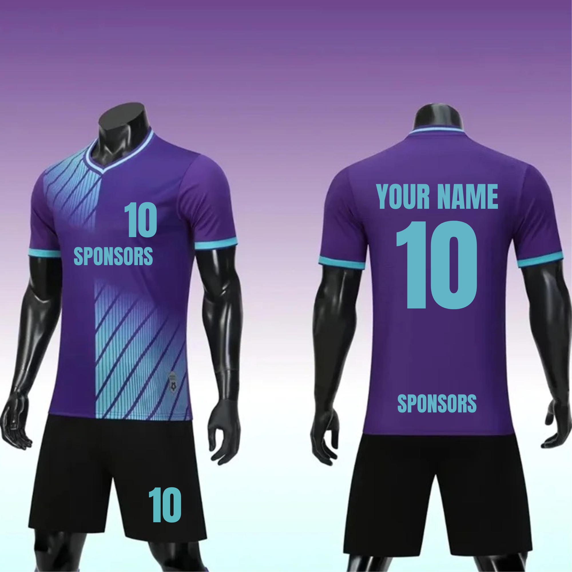 Custom Football Kit with Name & Number – Personalised Team Jersey Shirt – Custom Sports Player Top
