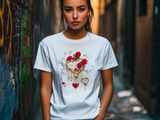 Vintage Heart T-Shirt – Dali-Inspired Art Shirt with Roses – Perfect Valentine’s Gift
