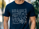 Farbenfrohes T-Shirt mit medizinischem Doodle-Print – stylische und lustige Kleidung zum Thema Gesundheit