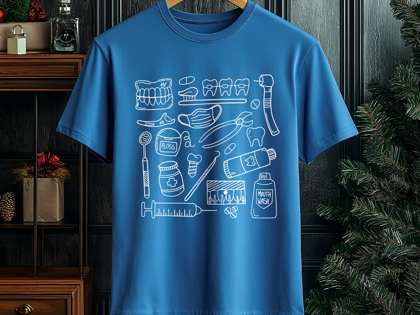 Farbenfrohes T-Shirt mit medizinischem Doodle-Print – stylische und lustige Kleidung zum Thema Gesundheit