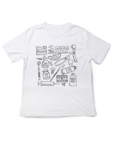 Farbenfrohes T-Shirt mit medizinischem Doodle-Print – stylische und lustige Kleidung zum Thema Gesundheit