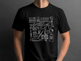 Farbenfrohes T-Shirt mit medizinischem Doodle-Print – stylische und lustige Kleidung zum Thema Gesundheit