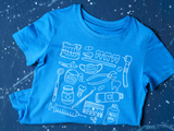Farbenfrohes T-Shirt mit medizinischem Doodle-Print – stylische und lustige Kleidung zum Thema Gesundheit